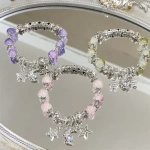 Fashion Romantic Style Beaded Bracelet Jewelry Bracelet Charms Women Moon Star Crystal Bead Bracelet