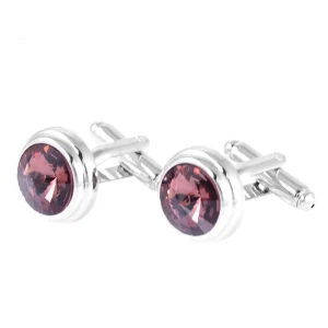 Fashion Round Crystal Cufflinks Exquisite Brown Gray Wine Red Shirt Suit Cufflinks for Women