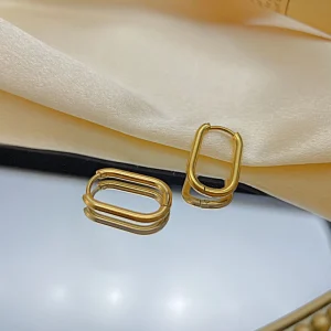 Fashion Round Earrings Minimalist Women Vintage Gold Hoop Earring Stainless Steel Design Accessories ALN2601000268