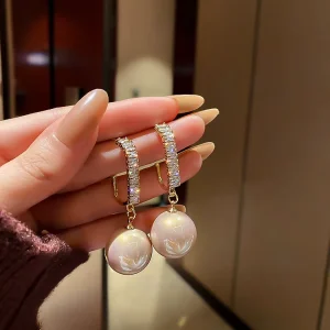 Fashion Round Pearl Daily Wear Chunky Luxury Trendy High Quality Jewelry Statement Personalized Hoop Earrings for Women
