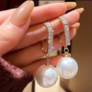 Fashion Round Pearl Daily Wear Chunky Luxury Trendy High Quality Jewelry Statement Personalized Hoop Earrings for Women