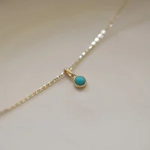 Fashion S925 Silver Turquoise Solitaire Charm Necklace Sterling Silver Turquoise Solitaire Pendant Necklace
