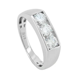 Fashion S925 Sterling Silver Three Moissanite Ring for Men and Women Factory