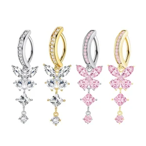 Fashion Sexy Personalized Butterfly Zircon Stainless Steel Belly Ring Women Piercing Body Jewelry for Party