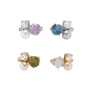 Fashion Shiny Colorful Diamond Clip on Earrings French Iridescent Mist Blue Single Non Pierced Wearable Ear Cuff Earring