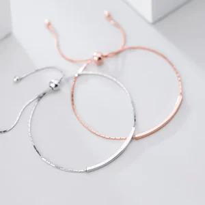 Fashion Silver Bracelets 925 Women Rose Gold Adjustable Bracelet Engraved Charm Bracelet