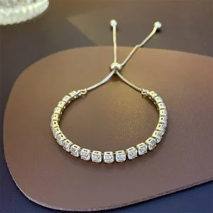 Fashion Silver Plated Single 4mm Crystal Adjustable Bracelet Fashion Jewelry Bracelets Bangles
