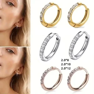 Fashion Simple ASTM F136 Titanium Nose Ring Shaped Body Jewelry Versatile Coils Slightly Inlaid Zircon