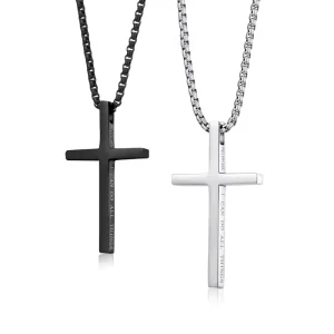 Fashion Simple Classic Christian Jesus Stainless Steel Cross Pendant Necklace for Men Anniversary Party Philippians I CAN DO ALL