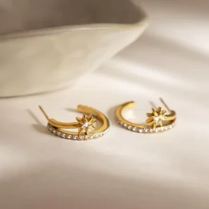 Fashion Simple Daily Jewelry Accessories Gold plated Stainless Steel Star Earrings for Women