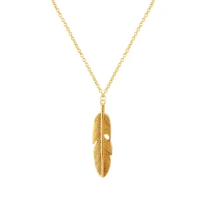 Fashion Simple Gold Color Meter Feather Pendant Necklace for Women Leaf Shaped Female Long Sweater Chain Girls Jewelry Gifts