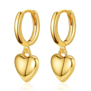 Fashion Simple Gold Peach Heart Pendant Earrings French Retro Heart shaped Temperament 18K Gold Plated Earrings Fashion Jewelry