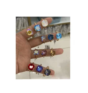 Fashion Sophisticated Full Diamond Color Synthetic Square Crystal Finger Rings Women’s High Jewelry