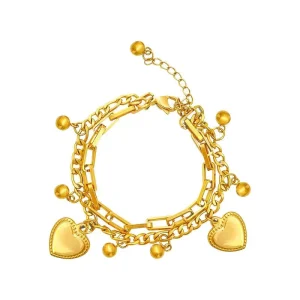 Fashion Spring Summer Collection Trendy Star Moon Bracelet 18K Real Gold Titanium Steel Double Stainless Steel Jewelry