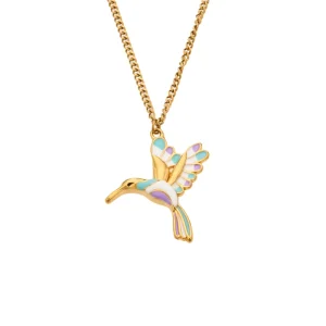 Fashion Stainless Steel 18K Gold Plated Flying Bird Pendant Custom Logo Hypoallergenic Necklace for Women