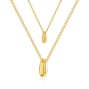 Fashion Stainless Steel 18k Gold Playted Double Layer Dainty Chain Necklace for Women