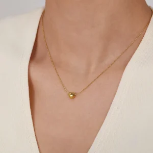 Fashion Stainless Steel Accessories Heart Pendant Necklace for Women Exquisite Gold Plated Choker Necklace Set ALN2601000227