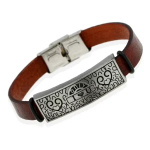 Fashion Stainless Steel Buckle Cowhide Lovers Wristband Genuine Leather Metal Charm Braided Bracelets Gift