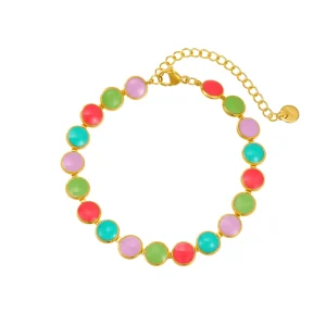 Fashion Stainless Steel Costume Jewelry 18K Gold Malay Color Jade Gemstone Bracelet for Women