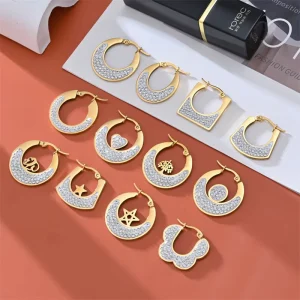 Fashion Stainless Steel Earrings Fashionable and Elegant Charm Double Layer Earrings