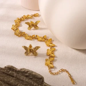 Fashion Stainless Steel Gold Plated Geometric Bow Charm Bracelet Minimalist Women’s Accessory for Wedding & Party Jewelry