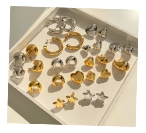 Fashion Stainless Steel Hypoallergenic Jewelry PVD 18k Gold Plated Star Heart Water Drop Earrings for Women