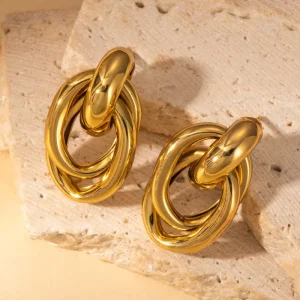 Fashion Stainless Steel Jewelry Earrings Non Tarnish 18K Gold Plated Stainless Steel Geometric Earrings for Women