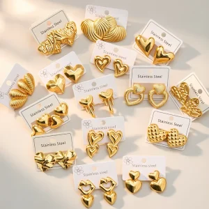 Fashion Stainless Steel Jewelry Earrings Prevent Non Tarnish 18k Gold Plated Stainless Steel Geometric Earrings for Women