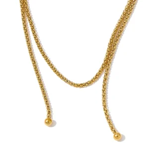 Fashion Stainless Steel Long Chain Wrapped Necklace Gold Plating Waterproof Jewelry Necklace