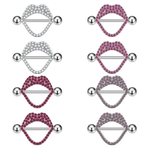 Fashion Stainless Steel Nipple Ring Bar Nipple Barbell CZ Lips Shape Body Piercing Jewelry Breast Nipple Jewelry for Women