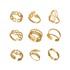 Fashion Stainless Steel Open Rings Jewelry Manufacturer’s Exquisite Design Fashion Bead Chain Ring Women