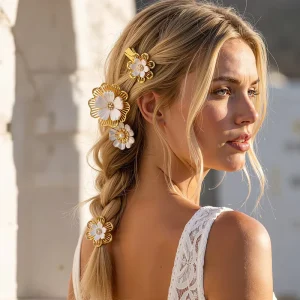 Fashion Stainless Steel Plated with 18k Gold Flower Styling Hair Clips Luxury High grade Sense Female Hair Accessories