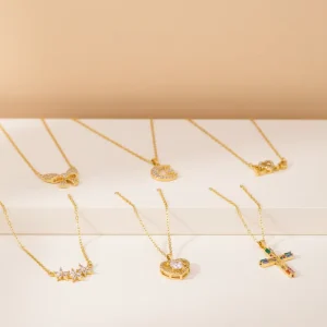 Fashion Stainless Steel Zircon Pendant Necklace Luxury Geometric Diamond Women’s Party Necklace Jewelry Accessories