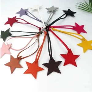 Fashion Star Shape Leather Pendant Solid Color Keychain Bag Pendant for Women Bags Decorations Accessories Leather Bag Charms