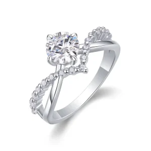 Fashion Sterling Silver 925 Fine Jewelry Crown Design Moissanite Rings for Women Wedding Engagement Gift