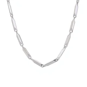 Fashion Sterling Silver 925 Hip Hop Couples 3.4mm square Choker Bamboo Lock Bone Plain Chain Necklace for Women and Men