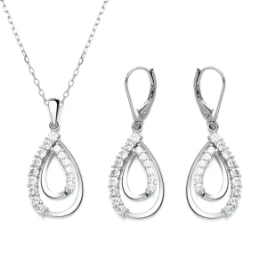 Fashion Sterling Silver Jewelry Hollow Oval Rhinestone Earrings Necklace Pendant