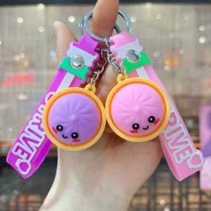 Fashion Stress Relief Glitter Dumpling Shaped Squishy Ball Keychain
