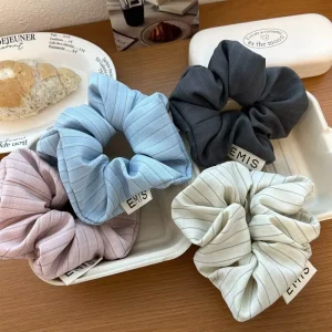 Fashion Striped Fabric Scrunchies for Women&Girls Soft Elastic Hair Ties Various Color Large Scrunchy