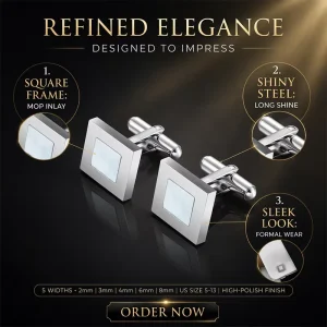 Fashion Style Freshwater Shell Cufflinks Suit Shirt Men’s Cufflinks Collar Buckle Stainless Steel Metal Jewelry