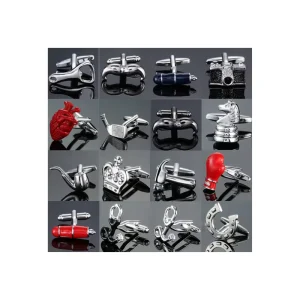 Fashion Style Men’s French Shirt Cufflinks High Quality Copper Enamel Paint Boxing Heart Crown Cufflinks for Party