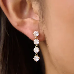 Fashion Style Stainless Steel Earring 18K PVD Gold Plated Zircon Tassel Trendy Earring Hypoallergenic Earrings for Women