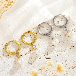 Fashion Style Water Drop Pearl Earrings for Women Trendy Light Luxury High-End Stainless Steel