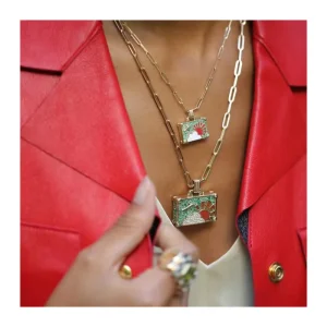 Fashion Suitcase Pendant Necklace Men’s and Women’s Pendant Necklace Accessories