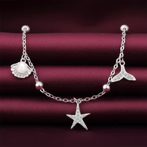 Fashion Summer Foot Jewelry 925 Sterling Silver Leg Chain Anklet for Women Girls