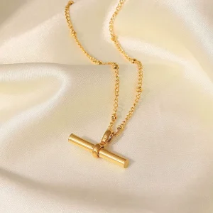 Fashion Summer Jewelry 18K Gold Statement T-bar Pendant Ball Bead Chain Stainless Steel Anklets Foot Bracelets