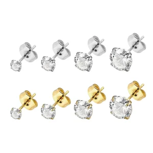 Fashion Surgical Stainless Steel Claw Square 3A Cubic Oxidized Zircon Low Allergy 0.8 Needle Ear Stud