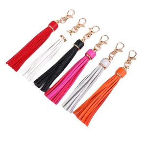 Fashion Tassel Keychain Women Cute Tassel Keychain Accessories PU Leather Bag Tassel Charm Ring Fringe Jewelry Friends Xmas Gift