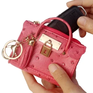 Fashion Tassel Pu Leather Keychain Eco friendly Coin Purse Ostrich Key Bag Mini Bags Handbag Doll Jewelry Bag Charm Keychain