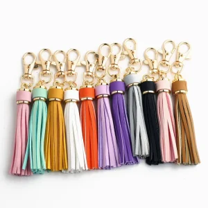 Fashion Tassels Pendant PU Leather Metal Keychain Bag Charms Accessories